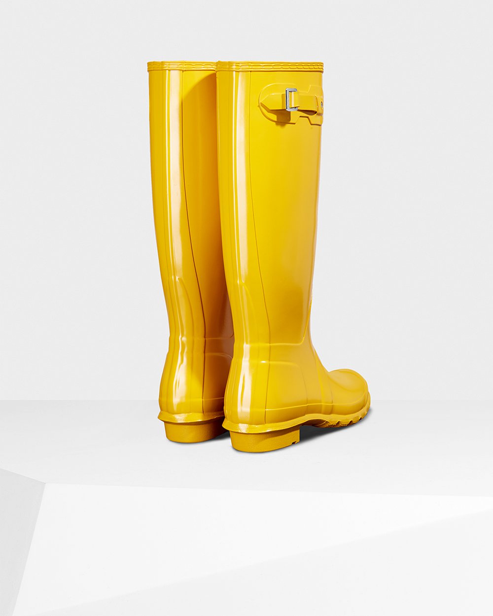 Hunter Original Gloss Tall Rain Boots - Sale Clearance Womens Yellow - HWXNIV096